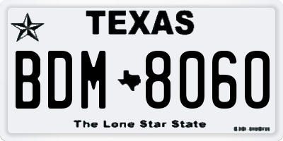TX license plate BDM8060