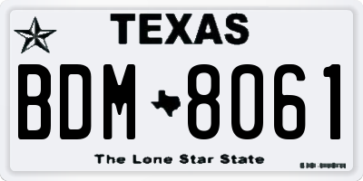 TX license plate BDM8061