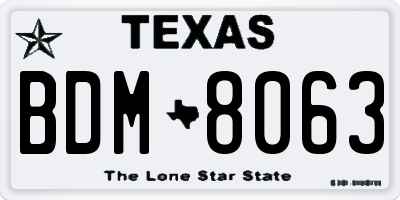 TX license plate BDM8063