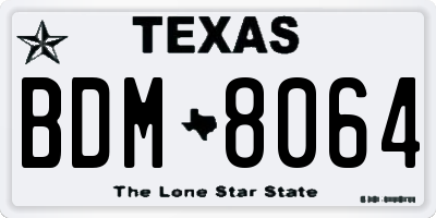 TX license plate BDM8064