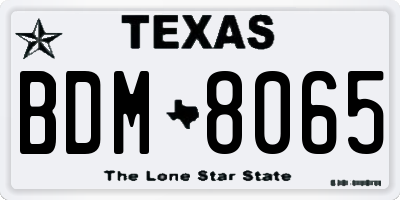 TX license plate BDM8065