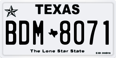 TX license plate BDM8071