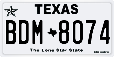 TX license plate BDM8074
