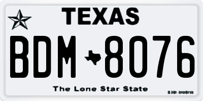 TX license plate BDM8076
