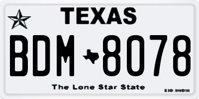 TX license plate BDM8078