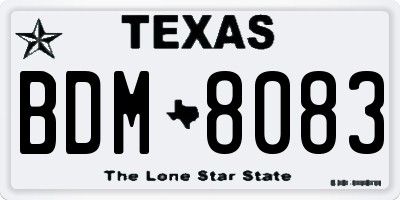TX license plate BDM8083