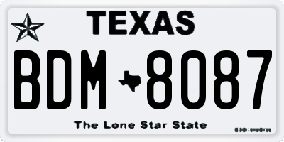 TX license plate BDM8087