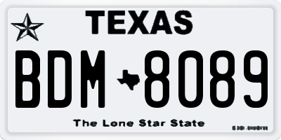 TX license plate BDM8089