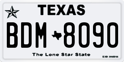 TX license plate BDM8090
