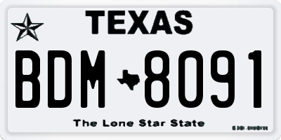 TX license plate BDM8091
