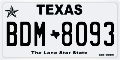 TX license plate BDM8093