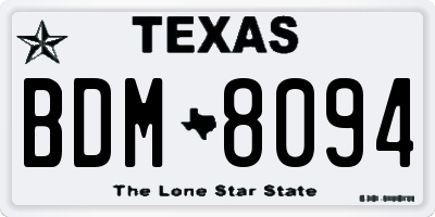 TX license plate BDM8094