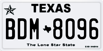 TX license plate BDM8096