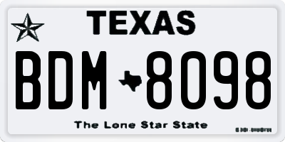 TX license plate BDM8098
