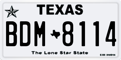 TX license plate BDM8114