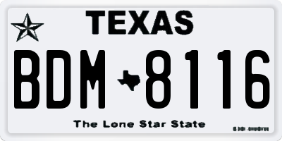 TX license plate BDM8116
