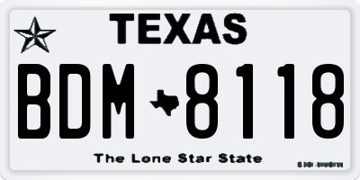 TX license plate BDM8118