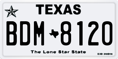TX license plate BDM8120