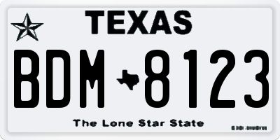 TX license plate BDM8123