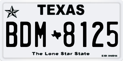 TX license plate BDM8125