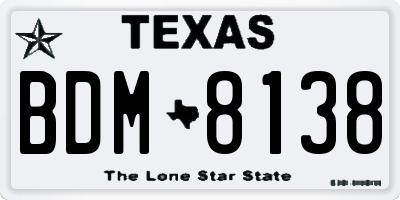 TX license plate BDM8138
