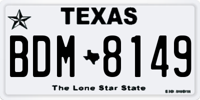 TX license plate BDM8149