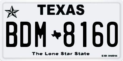 TX license plate BDM8160