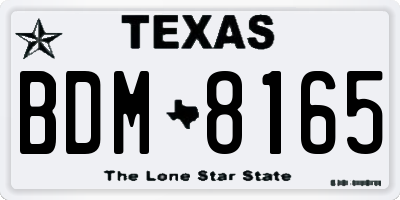 TX license plate BDM8165