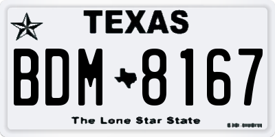 TX license plate BDM8167
