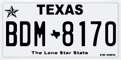TX license plate BDM8170