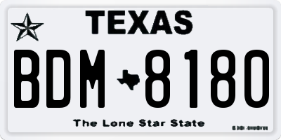 TX license plate BDM8180
