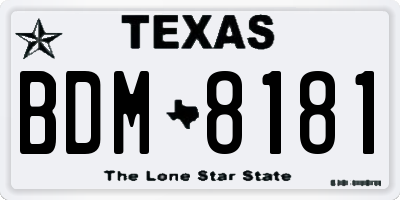 TX license plate BDM8181