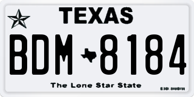TX license plate BDM8184