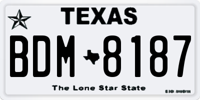 TX license plate BDM8187