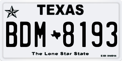 TX license plate BDM8193