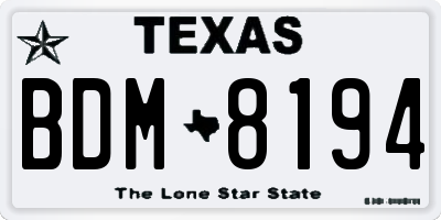 TX license plate BDM8194