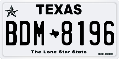 TX license plate BDM8196