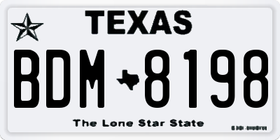 TX license plate BDM8198