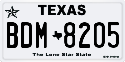 TX license plate BDM8205