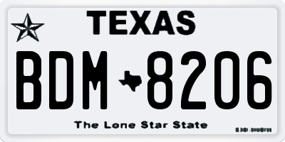 TX license plate BDM8206