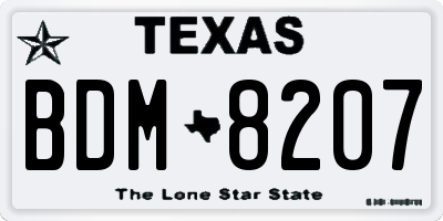 TX license plate BDM8207