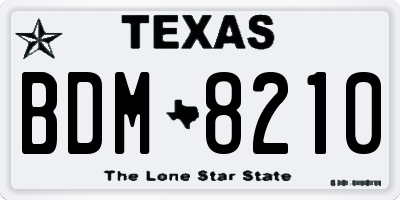 TX license plate BDM8210