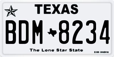 TX license plate BDM8234