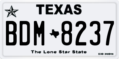 TX license plate BDM8237