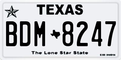 TX license plate BDM8247