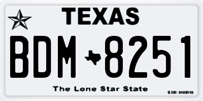 TX license plate BDM8251