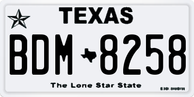 TX license plate BDM8258