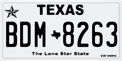 TX license plate BDM8263