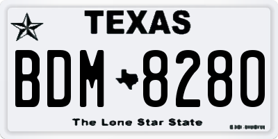 TX license plate BDM8280