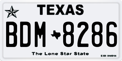 TX license plate BDM8286